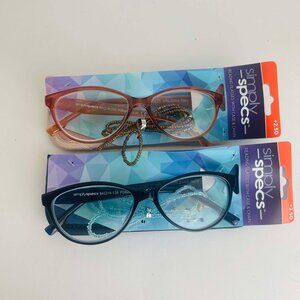 RG0312 Lot of 2 Simply Specs Reading Glasses Black, Brown With Free Case +2.50